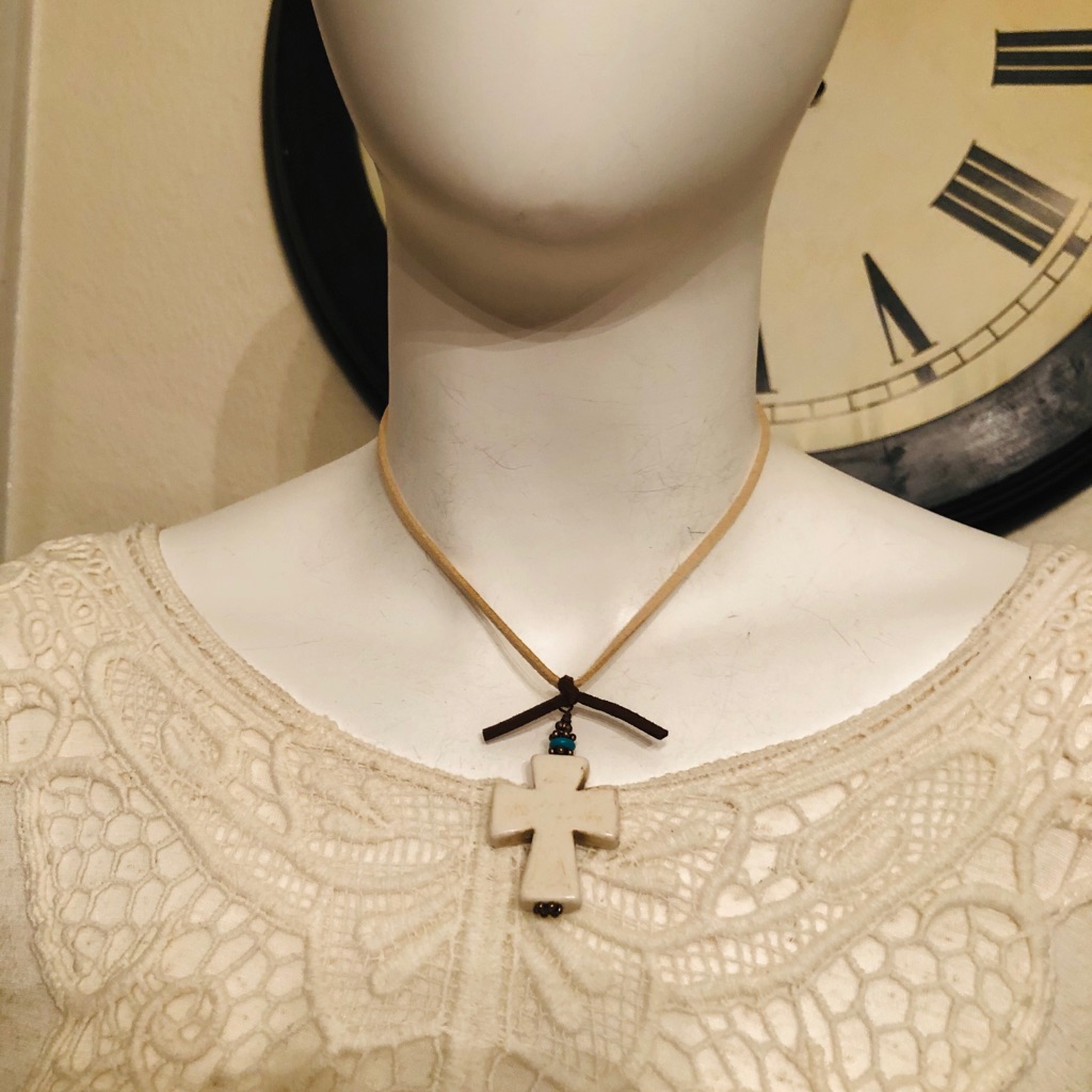 White Buffalo Cross N Turquoise On Necklace Leathr